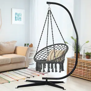 Costway Large Heavy Duty C-stand Hanging Swing Egg Chair Hammock Frame W/ X Base 150KG