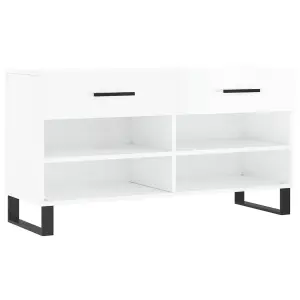 Berkfield Shoe Bench High Gloss White 102x35x55 cm Engineered Wood