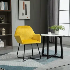 HOMCOM Modern Accent Chair Velvet-Feel Upholstered Lounge Armchair Yellow