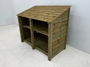 Wooden Premium Tongue & Groove Log Store (W-146cm, H-126cm, D-88cm) With Kindling Shelf