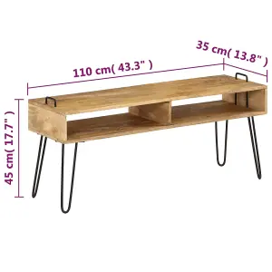 Berkfield TV Stand Solid Mango Wood 110x35x45 cm