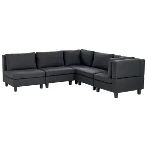 Corner Sofa UNSTAD Black Fabric Left Hand