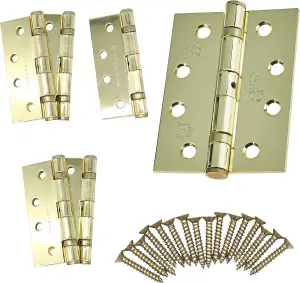 EAI - 4" Door Hinges & Screws G11 FD30/60 - 102x76x2.7mm Square - PVD Brass Pack of 3 Pairs