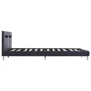 Berkfield Bed Frame with LED Black Faux Leather 150x200 cm 5FT King Size