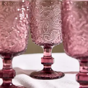 Set of 8 Luxury Bright Pink Drinking Wine Glass Wine Goblets 300ml