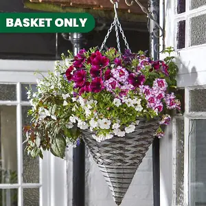 Pinto Faux Rattan Cone 14in Artificial Garden Hanging Baskets