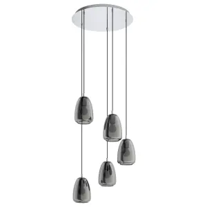 Pendant Ceiling Light Colour Chrome Shade Black Transparent Glass Vaporized E27 5x40W