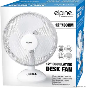 New Oscillating Table Desk Fan Cooling Air 3 Speed Home Office 45w Base Silent 12"