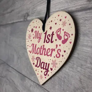 Red Ocean First 1st Mothers Day Mummy To Be Baby Newborn Gift Wooden Heart Sign Gift For Mum From Daughter Son