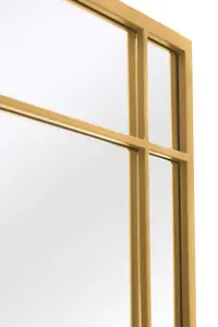 MirrorOutlet The Tabula Gold Metal Framed Window Wall or Leaner Mirror 180CM X 90CM