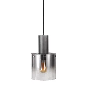 Luminosa Modern Hanging Pendant Black, Smoky 1 Light  with Glass Shade, E27