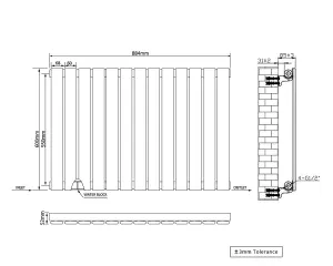 Right Radiators 600x884 mm Horizontal Single Flat Panel Designer Radiator Chrome