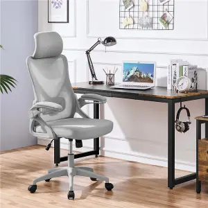 Yaheetech High Back Mesh Office Chair with Headrest and Armrest - Grey