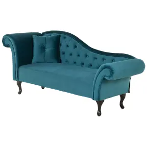 Left Hand Chaise Lounge Velvet Teal LATTES