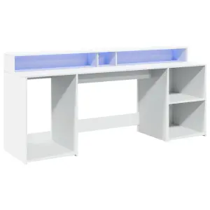 Berkfield Desk with LED Lights White 200x55x91 cm Engineered Wood