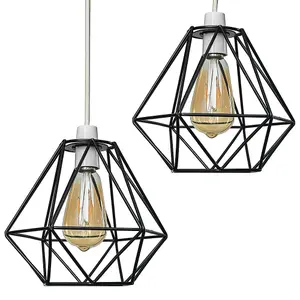 ValueLights Diablo Black Ceiling Pendant Shade and B22 Pear LED 4W Warm White 2700K Bulb