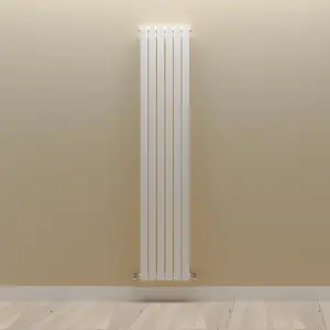 Vertical White Single Oval Panel Radiator (H)1800mm x (W)354mm, 3764 BTU.