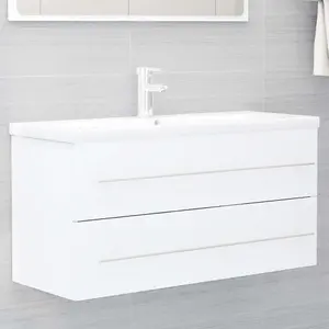 Berkfield Sink Cabinet with Built-in Basin White Engineered Wood