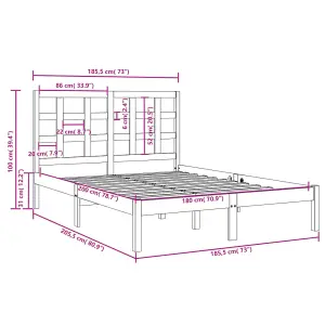 Berkfield Bed Frame White Solid Wood 180x200 cm 6FT Super King