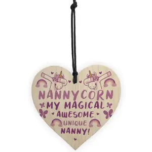 Funny Nanny Gift For Birthday Christmas Unicorn Gift From Grandchildren Wood Heart