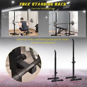 HOMCOM Power Rack Weight Stand Bar Barbell Squat Stand Spotter, for Home Workout