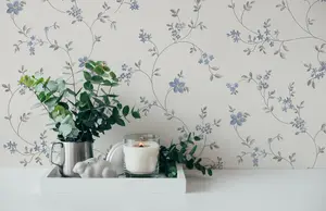 Galerie Maison Charme Grey Petit Floral Motif Wallpaper Roll