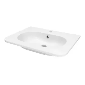 GoodHome Nevado Satin White Rectangular Vanity Basin (W)60.4cm