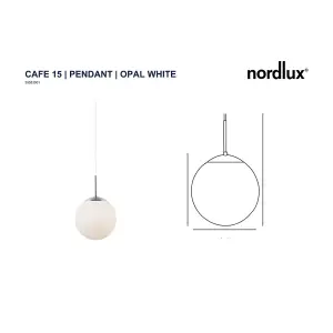 Nordlux Cafe 15 Indoor Dining Kitchen Hallway Pendant Ceiling Light in Opal White (Diam) 15cm