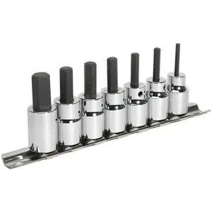 7-Piece Hex Socket Bit Set with 3/8" Drive - Durable S2 Steel, 3mm to 10mm Sizes