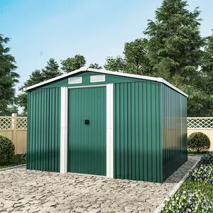 Ajnag 8ft. W x 8ft. D Metal Tool Shed Dark Green