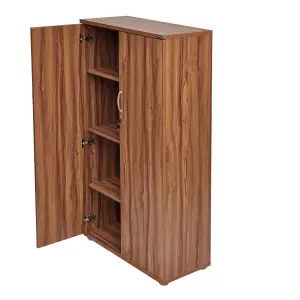 Nautilus Designs 2 Door Storage Cupboard 3 Shelf Walnut Effect (H)1600mm (W)800mm