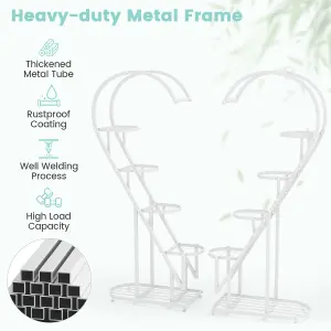 Costway 5 Tier Metal Plant Stand Heart-shaped Ladder Plant Shelf w/ Hanging Hook