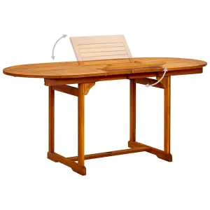 Berkfield Garden Dining Table (120-170)x80x75 cm Solid Acacia Wood