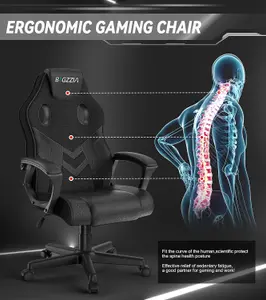 Ergonomic Gaming Chair,PU Leather Computer Chair for PC Office Gamer(Black)