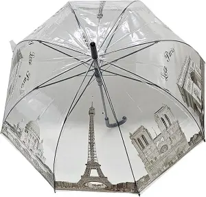 MantraRaj Clear Transparent Printed Umbrella Windproof Rainproof Travel Umbrella Dome Shape Walking Stick Umbrellas