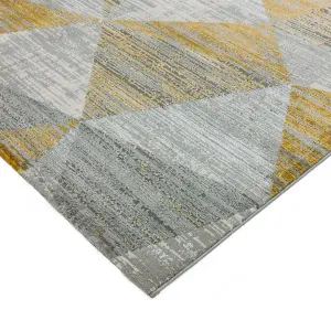 Yellow Chequered Geometric Modern Easy to clean Rug for Bed Room Living Room and Dining Room-160cm X 230cm