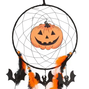 Something Different Feline Frights Pumpkin Halloween Dreamcatcher Black/Orange (One Size)