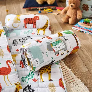 Bloomsbury Mill - Childrens Nap Mat / Sleeping Bag - Safari Adventure - Toddler Travel Essentials - Pillow, Blanket & Mat