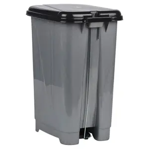 Esmerelda Plastic Pedal Lid Pedal Bin - 15.45L Black/Grey