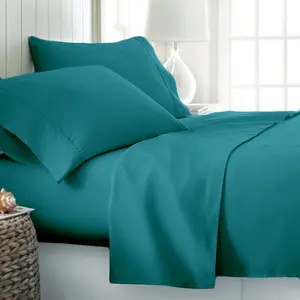 Striegel 200 Thread Count Cotton Blend Percale Duvet Quilt Cover With Pillow Case Teal / Super King Duvet Cover + 2 Standard Pillowcases