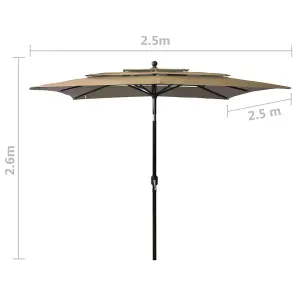 Berkfield 3-Tier Parasol with Aluminium Pole Taupe 2.5x2.5 m