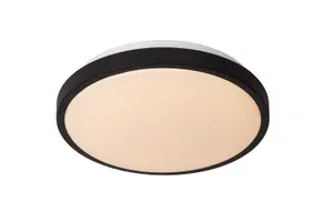 Lucide Dasher Modern Flush ceiling light Bathroom 29,3cm - LED - 1x12W 2700K - IP44 - Black