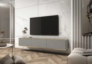 Stylish Moro Floating TV Cabinet H300mm W1750mm D320mm in Grey Matt - Chic Entertainment Solution