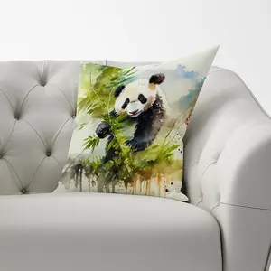 Panda Eating Bamboo Watercolour Cushions 60cm x 60cm