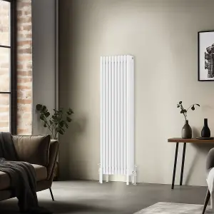 Right Radiators 1500x470 mm Vertical Traditional 4 Column Cast Iron Style Radiator White