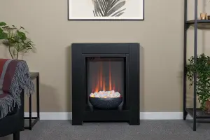 Adam Monet Fireplace Suite in Black with Electric Fire, 23 Inch