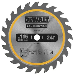 Dewalt DT20420 Circular Saw Blade 115 x 9.5mm x 24 Tooth TCT Fits DCS571 X 2