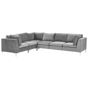 Corner Sofa EVJA Grey Velvet Right Hand