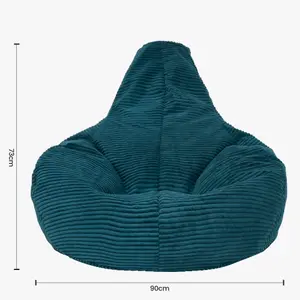 icon Dalton Corduroy Bean Bag Chair & Pouffe Teal Green Recliner Bean Bags