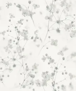 Galerie Blooming Wild White/Grey Delicate Buttercup Motif Wallpaper Roll